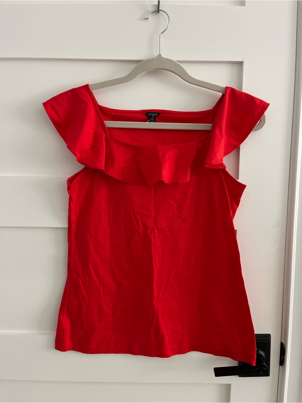 Ann Taylor Red Ruffle-Trim Sleeveless Top - Women XS